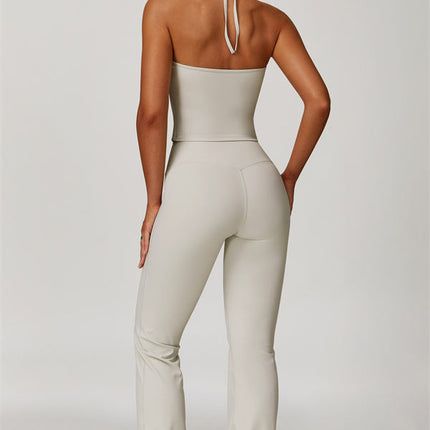 The Surge Halter Crop Top Flared Leggings 2-Piece Set