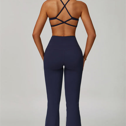 The Bold Cross Back Sports Bra Flared Leggings 2-Piece Set