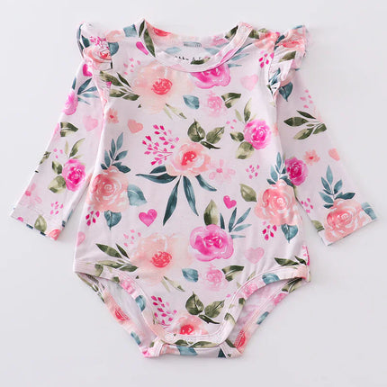 Pink floral print bamboo girl bubble