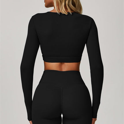 The Lavish Long Sleeve Cut-out Crop Top Leggings 2-Piece Set