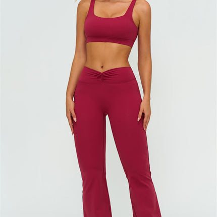 The Lushness V-Back Sports Bra Flared Leggings 2-Piece Set