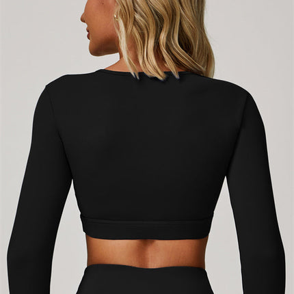 The Lavish Long Sleeve Cut-out Crop Top Flared Leggings 2-Piece Set
