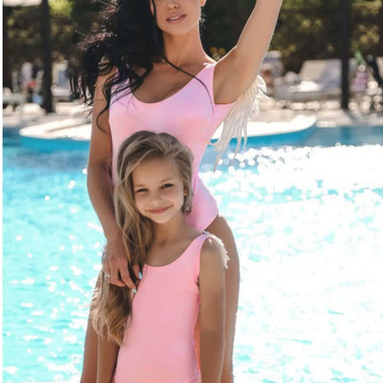 Backless Wide Strap Parent-Child Swimwear