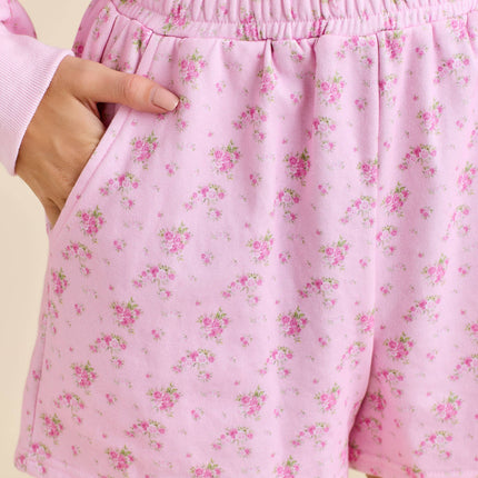Floral Printed Hoodie And Short Set