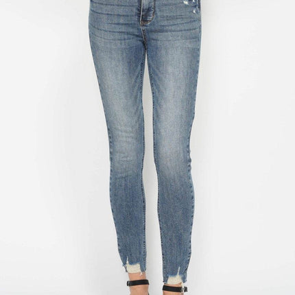 Judy Blue Full Size Tummy Control Vintage Wash Hem Destroy Skinny Women Jeans