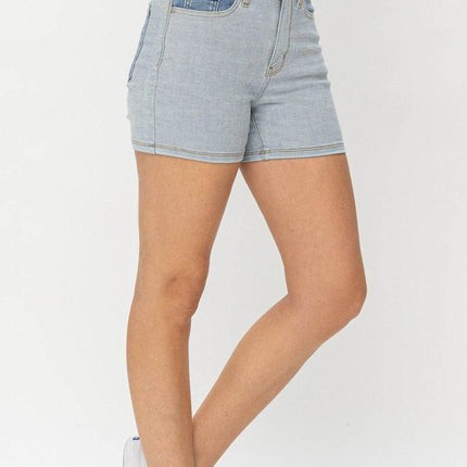 Judy Blue Full Size Color Block Denim Women Shorts