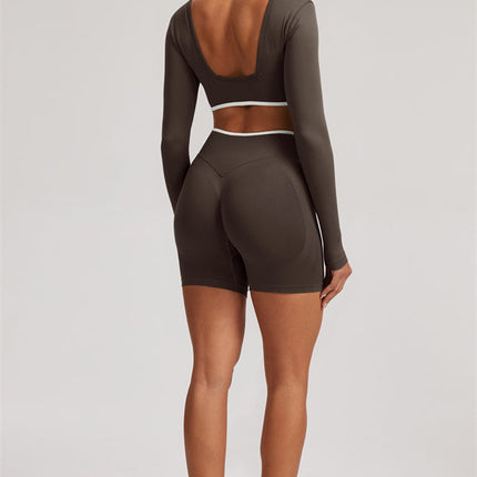 The Elevate Long Sleeve Crop top Shorts 2-Piece Set