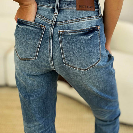 Judy Blue Full Size Mid Rise Rigid Magic Release Hem Women Jeans