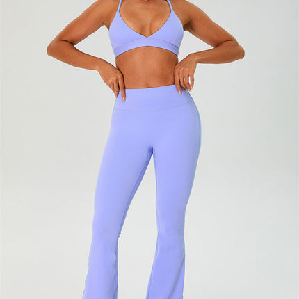 The Ember Sports Bra Crop Top Flared Leggings 3-Piece Set