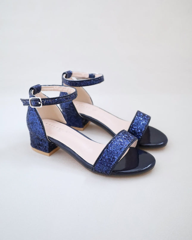 Rock Glitter Low Block Heel Girls Sandals