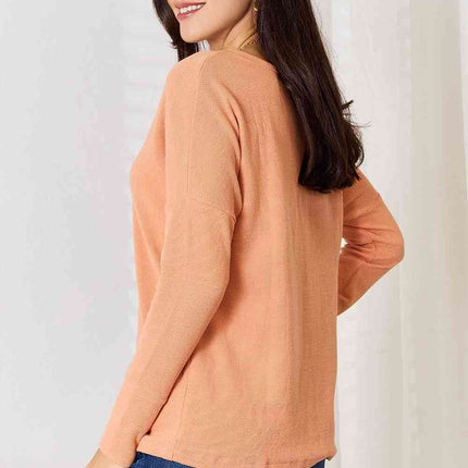Basic Bae Half Button Long Sleeve Women Top