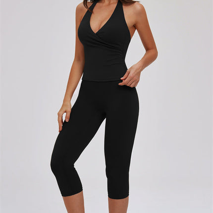The Twirl Halter Tank Top Capri Leggings 2-Piece Set