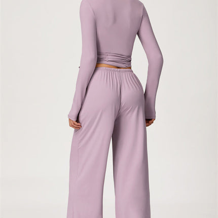 The Sprint Long Sleeve Crop Top Halter Tank Top Sweatpants 3-Piece Set