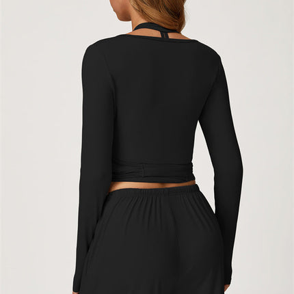 The Sprint Long Sleeve Crop Top Halter Tank Top Sweatpants 3-Piece Set