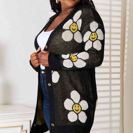 Double Take Floral Button Down Longline Women Cardigan