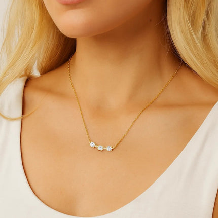 Adora Delicate Necklace with Three Round Cut Cubic Zirconia Stones