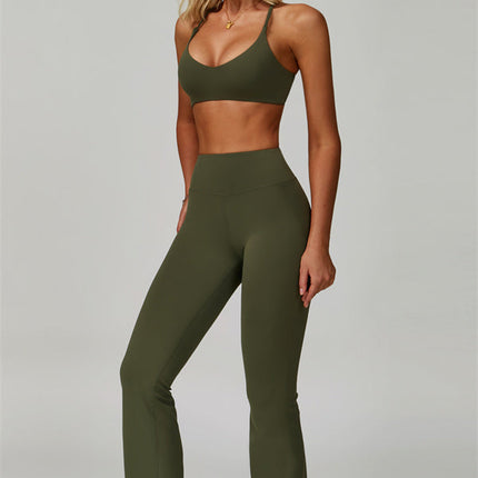 The Bold Cross Back Sports Bra Flared Leggings 2-Piece Set