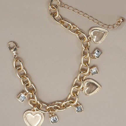 CHARM BRACELET-HEART RHINESTONE CHARMS | 80B1283