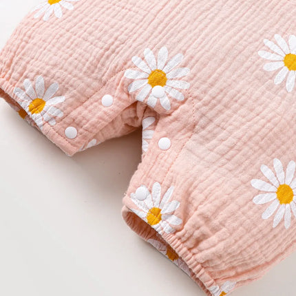 Children's Daisy Textured Wide Strap Romper and Hat Set