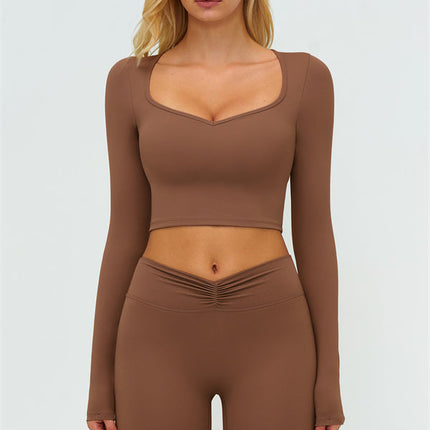 The Lushness Long Sleeve Crop Top Flared Leggings 2-Piece Set