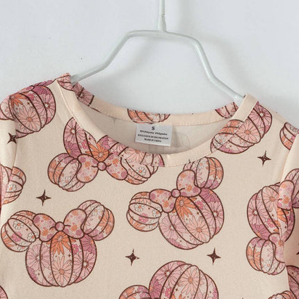 Floral Pumpkin Print Girl Dress