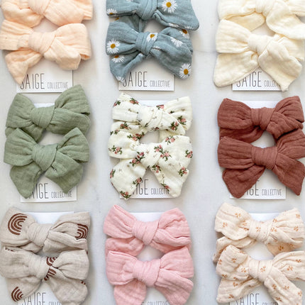 Muslin Cotton Bows - assorted