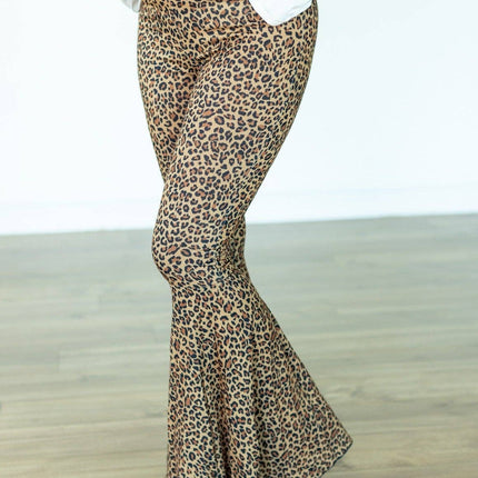 The Wild Ones Leopard Flare Pants, Tan