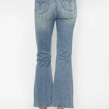 Judy Blue Full Size Tummy Control Back Embroidered Pocket Bootcut Women Jeans Plus Size