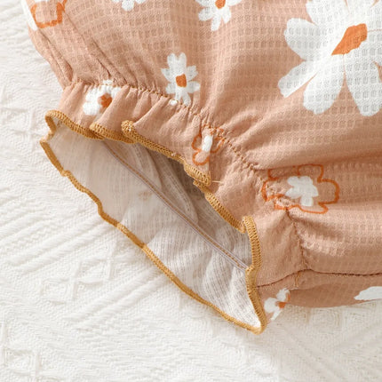 Children's Ruffled Floral Bodysuit and Bloomer, Headband Set