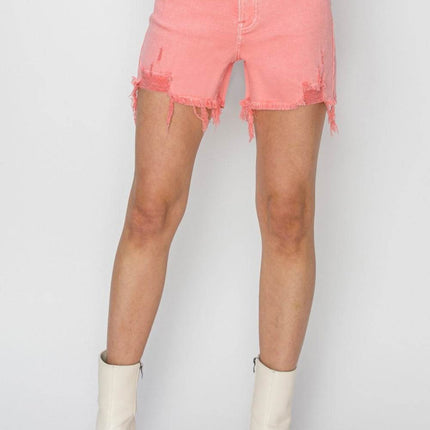RISEN High Rise Distressed Women Denim Shorts