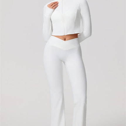 The Daze Zip Jacket Sports Bra Flared Leggings 3-Piece Set