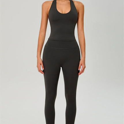 The Solid Halter Tank Top Leggings 2-Piece Set