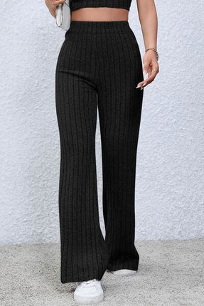 Basic Bae Full Size Ribbed High Waist Flare Women Pants