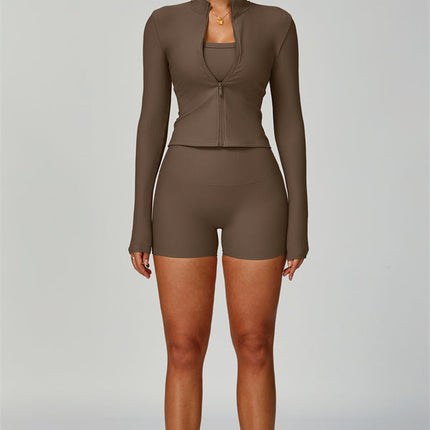 The Burst Jacket Sports Bra Shorts 3-Piece Set