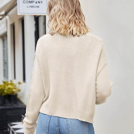 Button Down Exposed Seam Women Cardigan