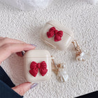 Beige Red Bow Shell / AirPods1or2