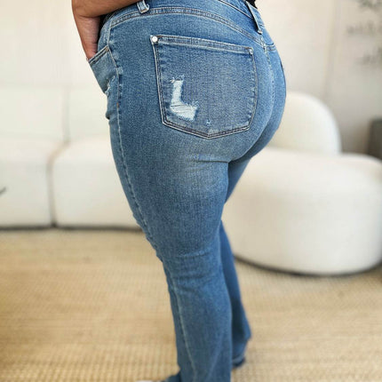 Judy Blue Full Size Mid Rise Destroyed Hem Distressed Women Jeans
