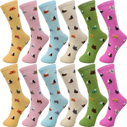 30-Pairs Women's Fun Patterned Cotton-Blend Crew Socks Assorted Pairs