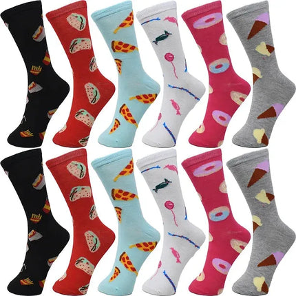 30-Pairs Women's Fun Patterned Cotton-Blend Crew Socks Assorted Pairs