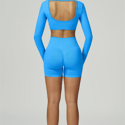 The Prime Long Sleeve Crop Top Shorts 2-Piece Set