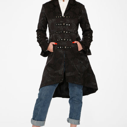 10191 Black Brocade HiLo Coat