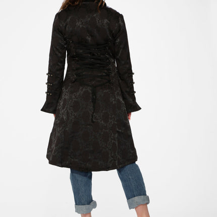10191 Black Brocade HiLo Coat