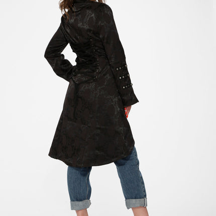 10191 Black Brocade HiLo Coat