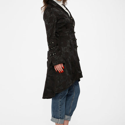 10191 Black Brocade HiLo Coat