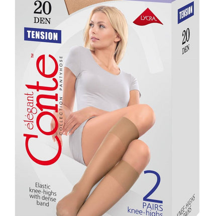 Conte Tension 20 Den - Thin Classic Knee-Highs For Women - 2 Pairs (Pack) (8С-3СП)