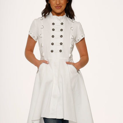 10271 White Battalian HiLo Dress
