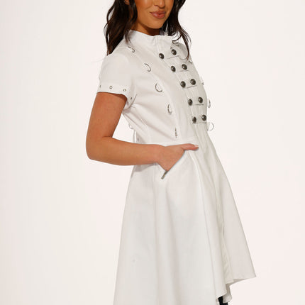 10271 White Battalian HiLo Dress