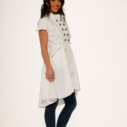 10271 White Battalian HiLo Dress