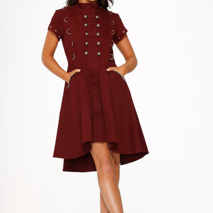 10274 Battalion Burgundy HiLo Swing Dress