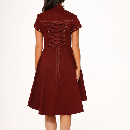 10274 Battalion Burgundy HiLo Swing Dress